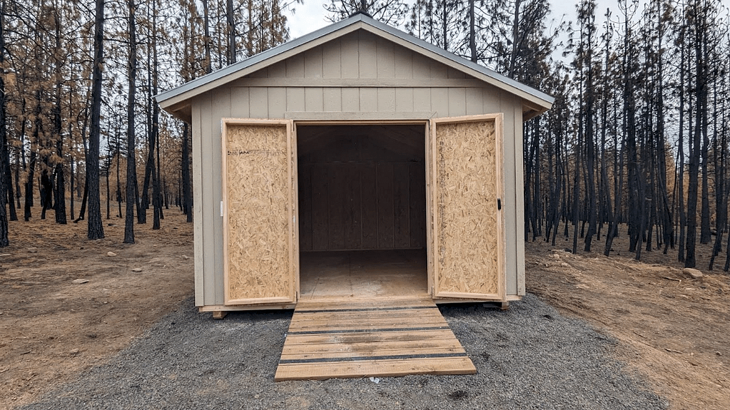 shed with doors open