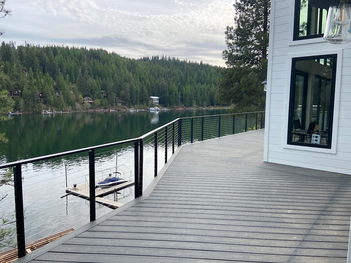 Custom cable rail deck on the lake