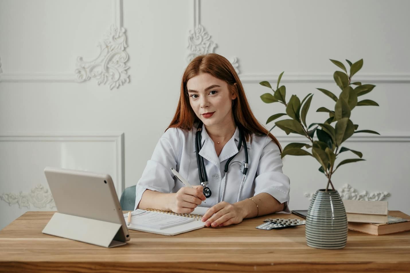 Doctor sitting in her office