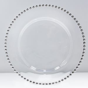 13" Belmont Silver Glass Beaded Charger