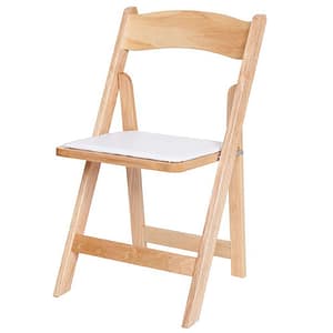 Natural Wood Padded Folding Chair