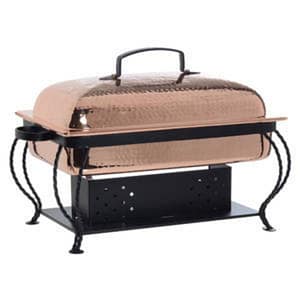 Lift-Top Rectangular Hammered Copper Chafer