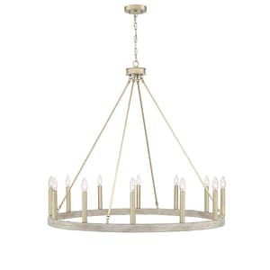 French Ash Chandelier with Soft Gold Accent