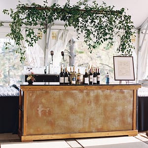 8' Distressed Metal & Wood Bar W/High Gloss Counter