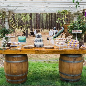 8' Wine Barrel Bar W/Reclaimed Wood Counter
