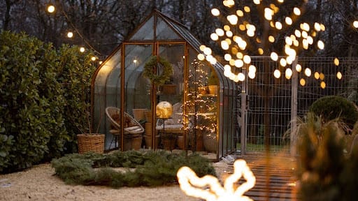 modern crystal shed with lighting