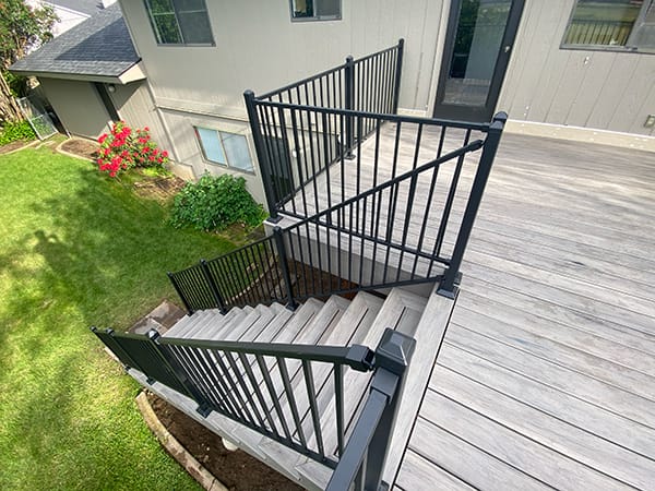 Custom set of steps with Fortress handrail in Spokane Washington