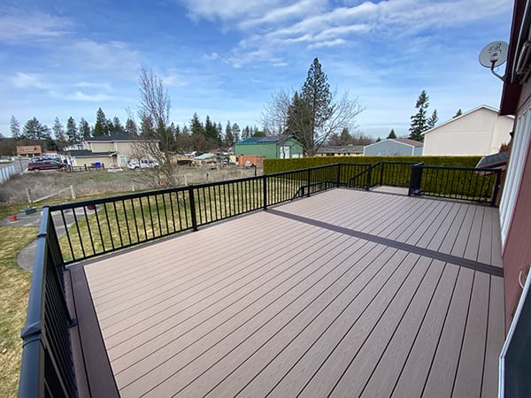 Deck resurfaced and handrail replaced in Spokane Valley Washington.