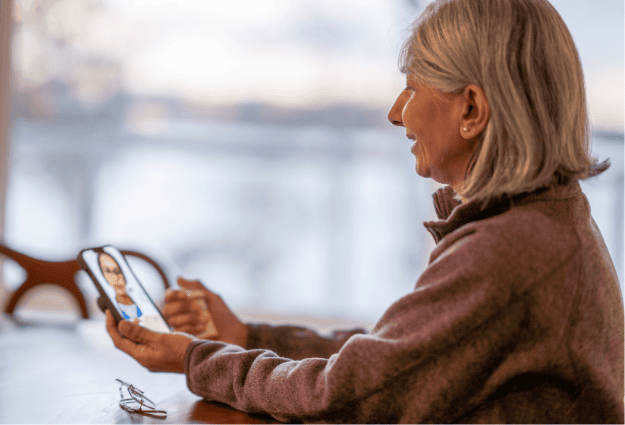 older woman talking to doctor on facetime