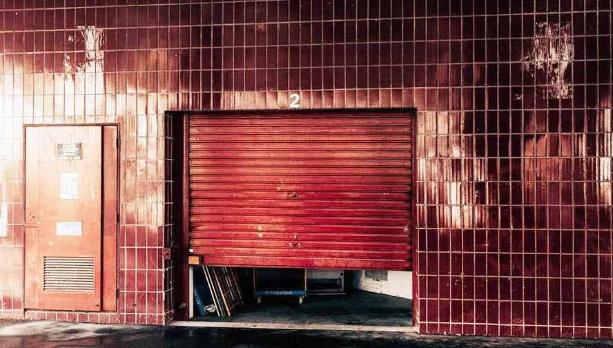 red garage door image