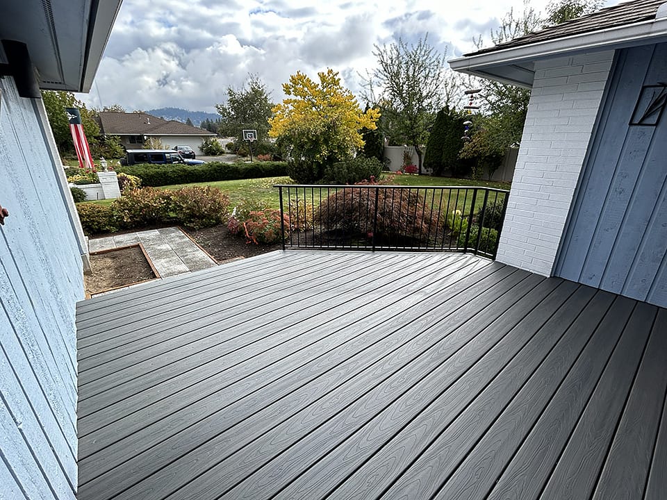 Front porch featuring a custom steel welded handrail.