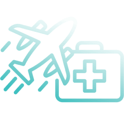 Airplane with first aid box icon