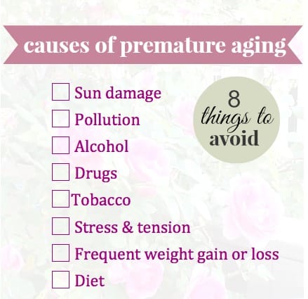 8 causes of premature aging chart