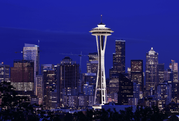 seattle skyline at night